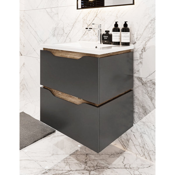 17 Stories Jemari 600Mm Wall Mounted Single Bathroom Vanity with